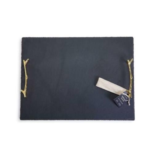 Two\'s Company   Slate Serving Tray with Gold Handles  $87.50