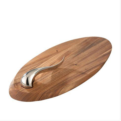 Nambé  Swoop Cheese Board With Knife - Wood/Stainless Steel $89.00