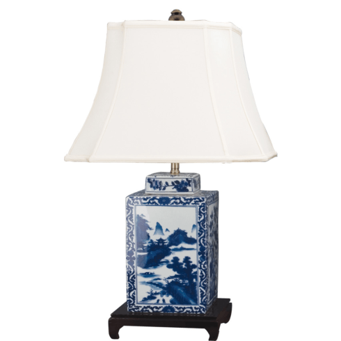 Blue & White Square Jar Lamp - $450.00