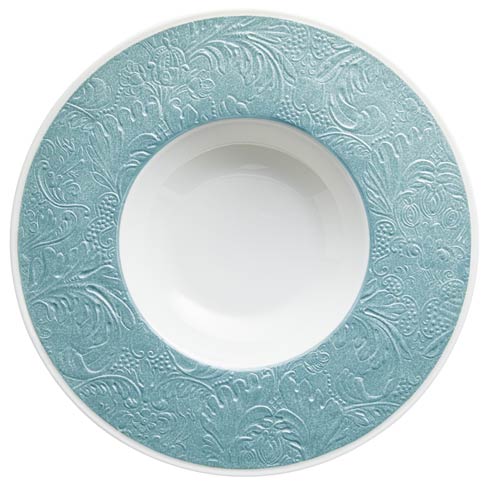 $155.00 Sky Blue - French Rim Soup Plate w/Engrvd Rim 10.6 in Ctr 5.5 in 9 oz