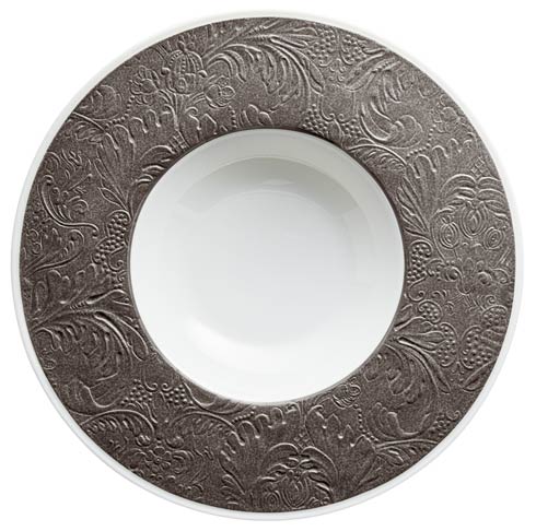 $155.00 Dark Grey - French Rim Soup Plate w/Engrvd Rim 10.6 in Ctr 5.5 in 9 oz