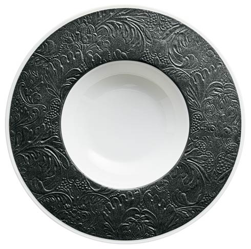 $155.00 Black Matte - French Rim Soup Plate w/Engrvd Rim 10.6 in Ctr 5.5 in 9 oz