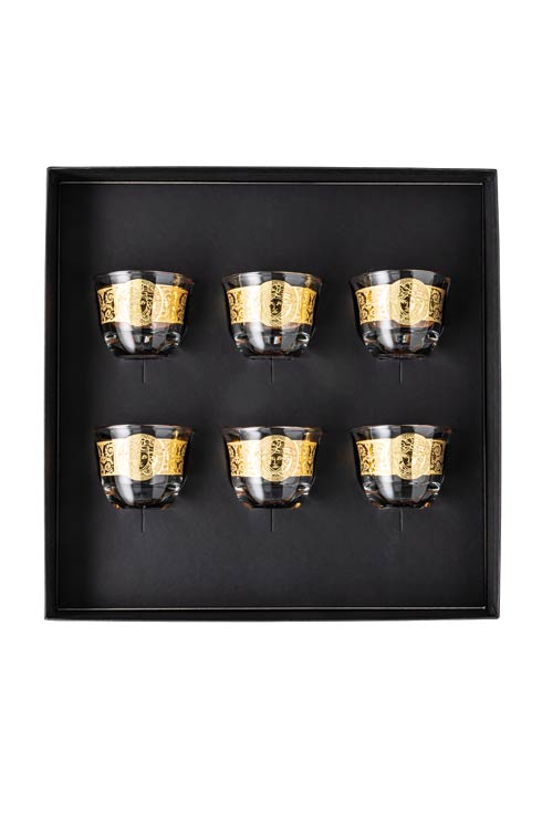$685.00 Coffee Set of 6 Mugs Small w/o Handle Gold