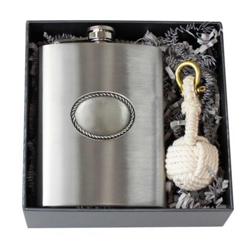 $41.00 Rope Edge Stainless Steel Flask &amp; Knot Key Fob