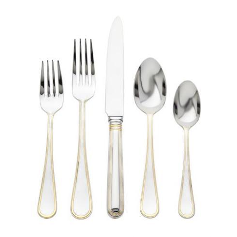$100.00 Ascot Stainless &amp; Gold 5 Piece Place Setting