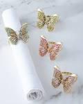 $235.00 Butterfly Napkin Rings w/Multi color Crystals   Set/4
