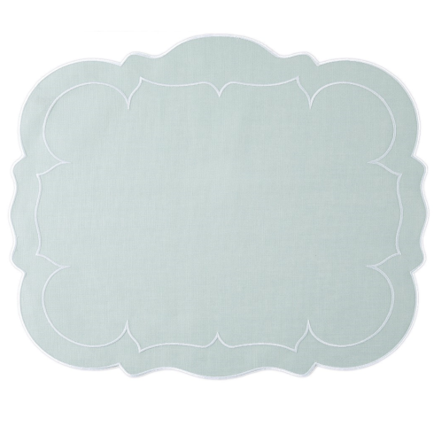 Skyros Designs  Linho Scalloped Rectangular Placemats Ice Blue - Set of 2 $59.00