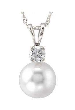 $1.00 Akoya Pearl and Diamond Pendant