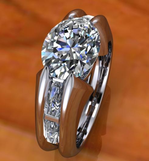 $1.00 Modern Platinum Oval Diamond Ring
