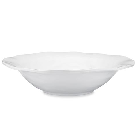 $50.00 Ruffle White Melamine Round Shallow Serving Bowl