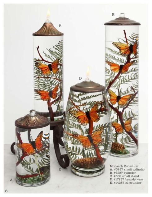 $149.95 Monarch Butterfly Brandy Vase Lifetime Oil Candle