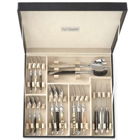 $2,995.00 22 Piece Mixed Horn Flatware Set with Cheese Set