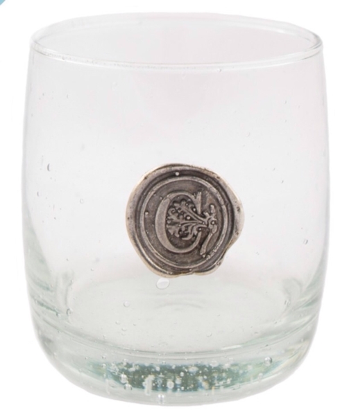 $19.00 Double Old Fashion Glass with Initial
