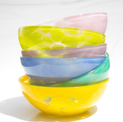$60.00 Hand Blown Fritsy Gather Bowl - Assorted Colors 