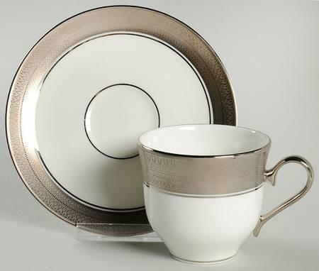 Ivy House Exclusives   Pickard St. Moritz Teacup &amp; Saucer Ultra White $215.00