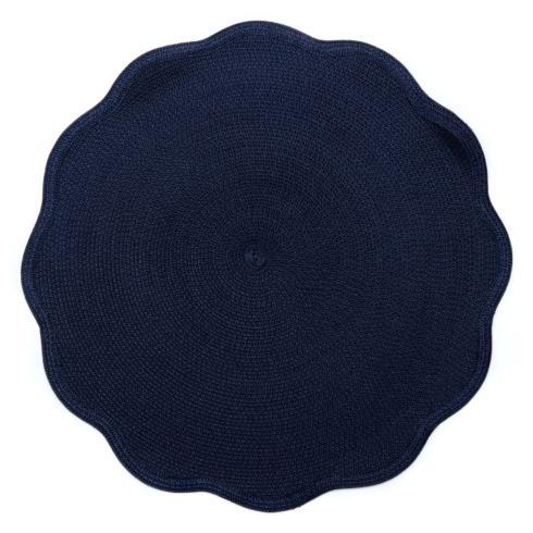 $32.00 Round Scallop Navy Placemat