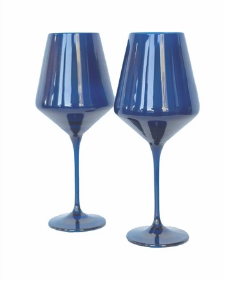 Estelle Colored Glass   Wine Glass (Set of 2) Midnight Blue 9.5" Tall 16.5oz. $75.00