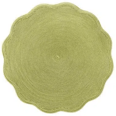Round Scalloped Placemat 16" Moss/Canary - $35.00