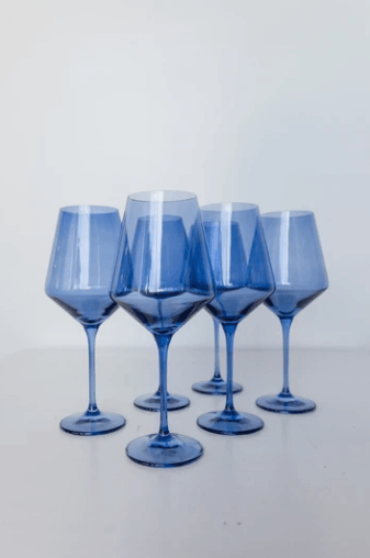 Estelle Colored Glass   Wine Glass (Set of 6) Cobalt Blue 9.5" Tall 16.5oz. $175.00