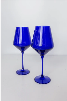 Estelle Colored Glass   Wine Glass (Set of 2) Royal Blue 9.5" Tall 16.5oz. $75.00