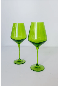 Estelle Colored Glass   Wine Glass (Set of 2) Forest Green 9.5" Tall 16.5oz. $85.00