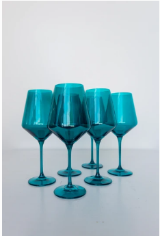 Estelle Colored Glass   Wine Glass (Set of 6) Emerald Green 9.5" Tall 16.5oz. $185.00