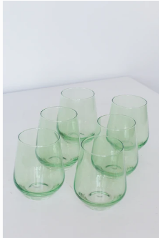 Estelle Colored Glass   Stemless Wine Mint Green (Set/6) $170.00