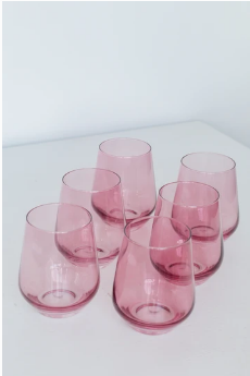 Estelle Colored Glass   Stemless Wine Rose (Set/6) $170.00