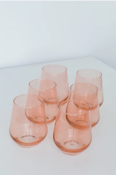 Estelle Colored Glass   Stemless Wine Blush Pink (Set/6) $160.00