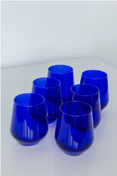 Estelle Colored Glass   Stemless Wine Royal Blue (Set/6) $160.00