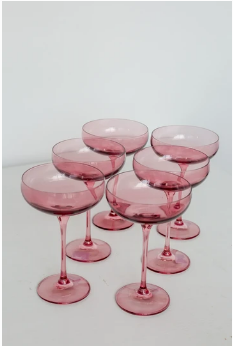 Estelle Colored Glass   Champagne Coupe Rose (Set/6) $195.00