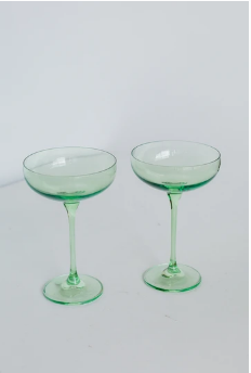 Estelle Colored Glass   Champagne Coupe Mint Green (Set/2) $95.00