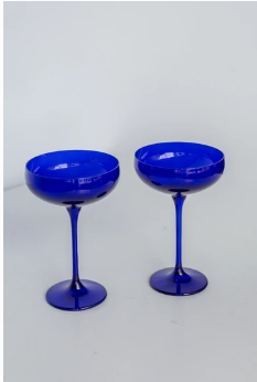 Estelle Colored Glass   Champagne Coupe Royal Blue (Set/2) $95.00