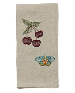 $42.00 Cherries &amp; Butterfly Tea Towel