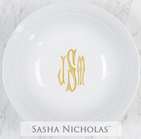 Sasha Nicholas   Weave Large Serving Bowl With Gold Monogram $142.00