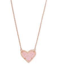 $58.00 Ari Heart Rosegold Pink Drusy Necklace