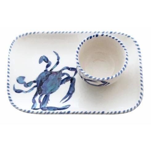 Abbiamo Tutto  Blue Crab Dipping bowl and Rectangle tray set (tray 9 3/4"l," x 7"w, Bowl 3.5"d,2"h)1.5"h)