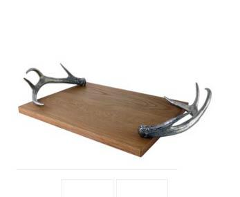 $287.00 Cheese Tray With Pewter Antler Handles