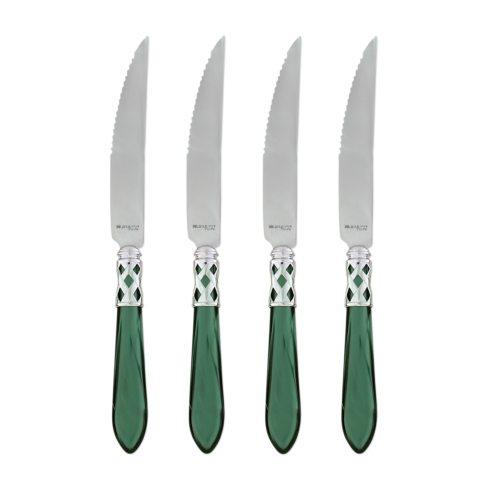 $115.00 Aladdin Brilliant Green Steak Knives - Set of 4