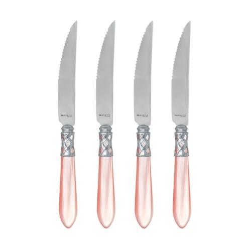 $115.00 Aladdin Brilliant Light Pink Steak Knives - Set of 4