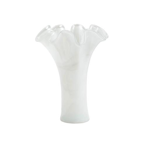 VIETRI  Onda Glass White Short Vase $79.00