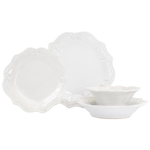$214.00 White Baroque Four-Piece Place Setting