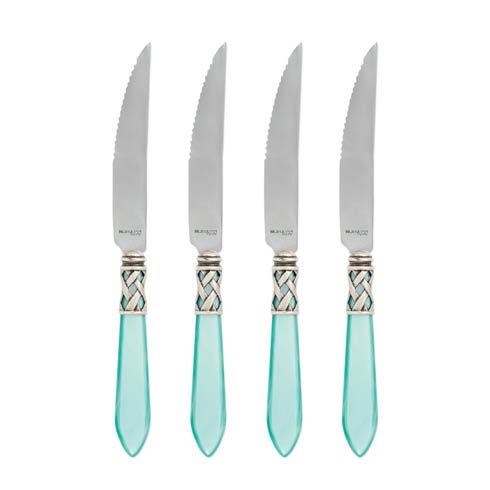 $115.00 Aladdin Antique Aqua Steak Knives - Set of 4