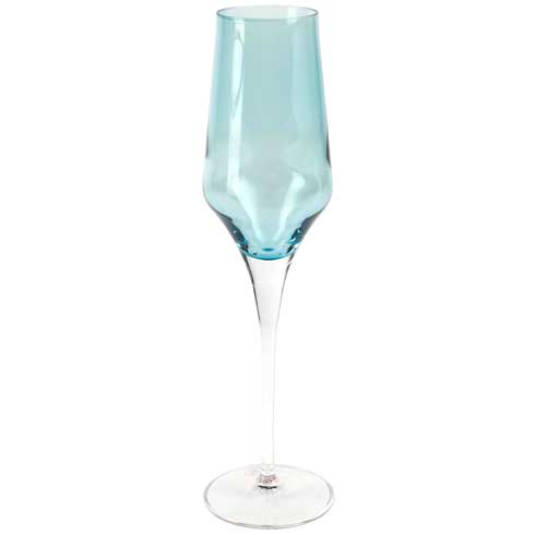 VIETRI  Contessa Teal Champagne Glass $25.00