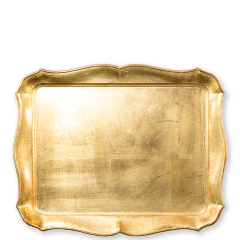 VIETRI  Florentine Wooden Accessories Gold Gold Rectangular Tray $127.00