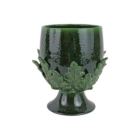 Green Acanthus Leaf Medium Footed Cachepot - $229.00