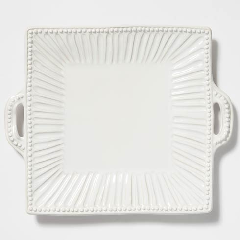 VIETRI Incanto Stone White Stripe Square Handled Platter $174.00