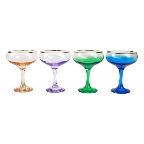 Viva by Vietri  Rainbow Jewel Tone Assorted Coupe Champagne Glasses - Set of 4 $60.00