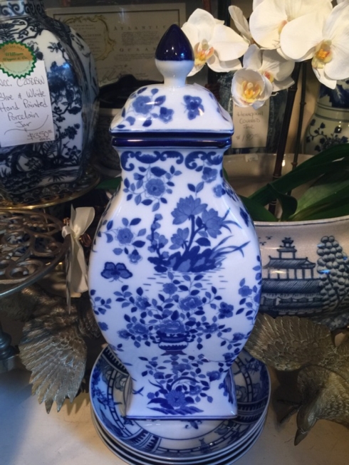 William-Wayne & Co. Exclusives   Blue and White Jar with lid $275.00