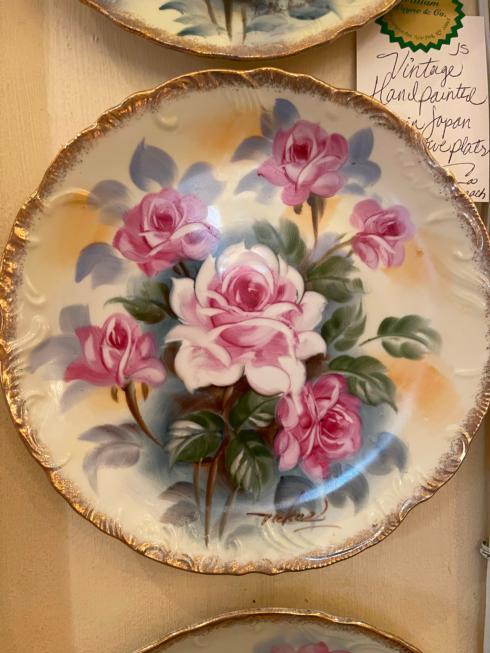 Hand Painted by J Mace Made in Japan for Wall or Cabinet Vintage Floral Decorative Plate